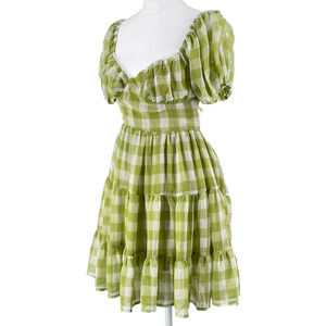 Princess Polly Danny Mini Dress 6 Green Gingham Ti